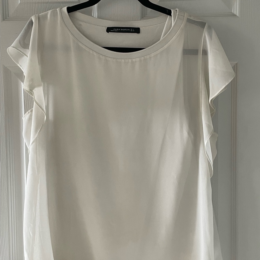 Zara White Sheer Blouse